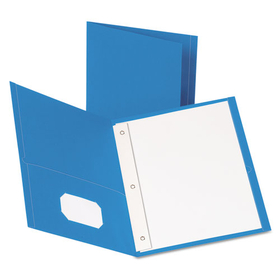 Oxford OXF57701 Twin-Pocket Folders with 3 Fasteners, 0.5" Capacity, 11 x 8.5, Light Blue, 25/Box