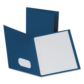 Oxford OXF57702 Twin-Pocket Folders with 3 Fasteners, 0.5" Capacity, 11 x 8.5, Blue, 25/Box