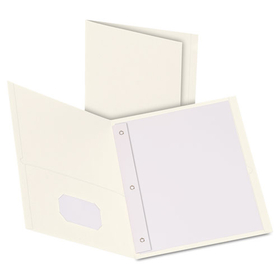 Oxford OXF57704 Twin-Pocket Folders with 3 Fasteners, 0.5" Capacity, 11 x 8.5, White, 25/Box