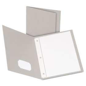 Oxford OXF57705 Twin-Pocket Folders with 3 Fasteners, 0.5" Capacity, 11 x 8.5, Gray, 25/Box