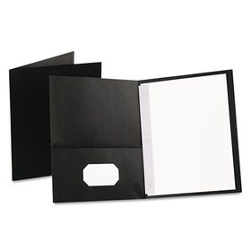 Oxford OXF57706 Twin-Pocket Folders With 3 Fasteners, Letter, 1/2" Capacity, Black 25/box