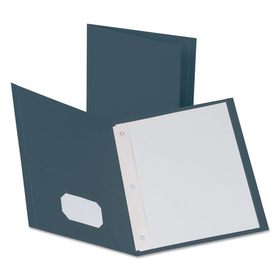 Oxford OXF57738 Twin-Pocket Folders with 3 Fasteners, 0.5" Capacity, 11 x 8.5, Dark Blue, 25/Box
