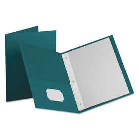 Oxford OXF57755 Twin-Pocket Folders With 3 Fasteners, Letter, 1/2" Capacity, Teal, 25/box