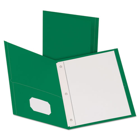 Oxford OXF57756 Twin-Pocket Folders With 3 Fasteners, Letter, 1/2" Capacity, Green, 25/box