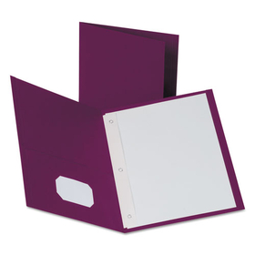 Oxford OXF57757 Twin-Pocket Folders with 3 Fasteners, 0.5" Capacity, 11 x 8.5, Burgundy, 25/Box