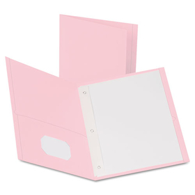 Oxford OXF57768 Twin-Pocket Folders With 3 Fasteners, Letter, 1/2" Capacity, Pink, 25/box