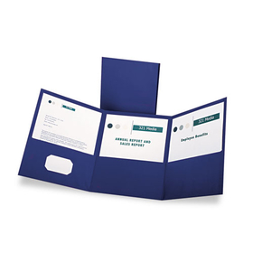 Oxford OXF59802 Tri-Fold Folder w/3 Pockets, 150-Sheet Capacity, 11 x 8.5, Blue, 20/Box