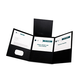 Oxford OXF59806 Tri-Fold Folder w/3 Pockets, 150-Sheet Capacity, 11 x 8.5, Black, 20/Box