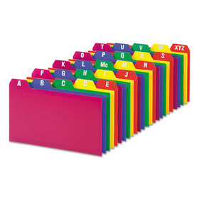 Oxford OXF73153 Durable Poly A-Z Card Guides, 1/5-Cut Top Tab, A to Z, 3 x 5, Assorted Colors, 25/Set