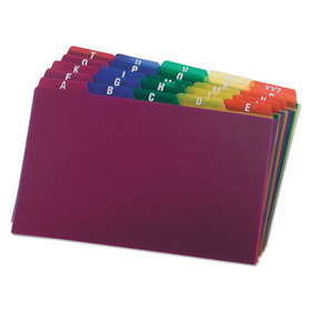 Oxford OXF73155 Durable Poly A-Z Card Guides, 1/5-Cut Top Tab, A to Z, 5 x 8, Assorted Colors, 25/Set