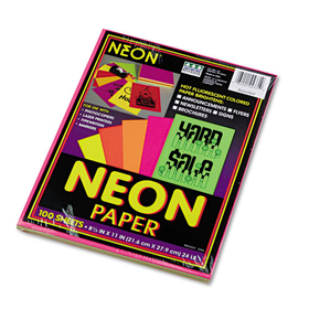 PACON CORPORATION PAC104331 Array Colored Bond Paper, 24 lb Bond Weight, 8.5 x 11, Assorted Neon Colors, 100/Pack