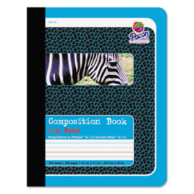 Pacon PAC2425 Composition Book, D'Nealian 1-3, Zaner-Bloser 2-3, Illustration Boxes/College Rule, Blue Cover, (100) 9.75 x 7.5 Sheets