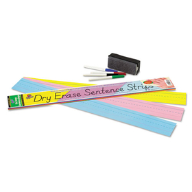 Pacon PAC5186 Dry Erase Sentence Strips, 24 X 3, Assorted: Blue/pink/yellow, 30/pack