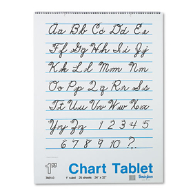 Pacon PAC74610 Chart Tablets W/cursive Cover, Ruled, 24 X 32, White, 25 Sheets