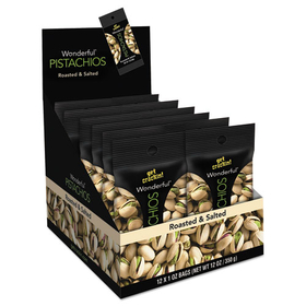 Paramount Farms PAM072142A25X Wonderful Pistachios, Roasted & Salted, 1 Oz Pack, 12/box