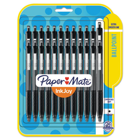 Paper Mate PAP1945925 InkJoy 300 RT Ballpoint Pen, Refillable, Retractable, Medium 1 mm, Black Ink, Black Barrel, 24/Pack