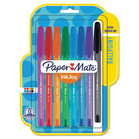 Paper Mate 1945932 InkJoy 100 Ballpoint Stick Pen, 1mm, Assorted, 8/Set