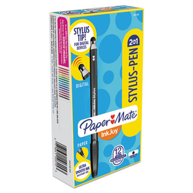 Paper Mate 1951348 InkJoy 100 Stick Stylus Ballpoint Pens, 1mm, Black, Dozen