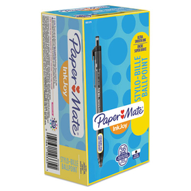 Paper Mate PAP1951378 InkJoy 300 RT Ballpoint Pen, Refillable, Retractable, Medium 1 mm, Black Ink, Black Barrel, 36/Box