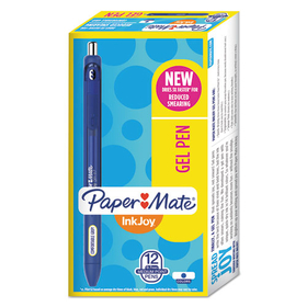 Paper Mate PAP1951721 InkJoy Gel Pen, Retractable, Medium 0.7 mm, Blue Ink, Blue Barrel, Dozen
