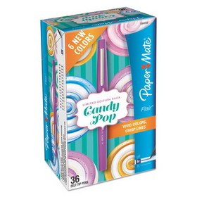 Paper Mate PAP1984556 Flair Candy Pop Porous Point Pen, Stick, Medium 0.7 mm, Assorted Ink and Barrel Colors, 36/Pack
