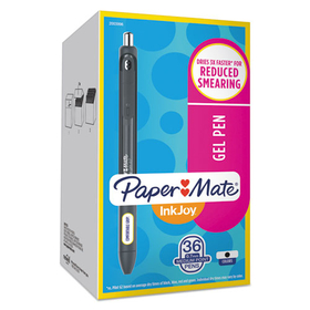 Paper Mate PAP2003996 InkJoy Gel Pen, Retractable, Medium 0.7 mm, Black Ink, Black/Smoke Barrel, 36/Pack