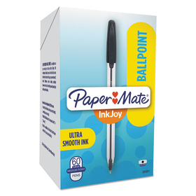 Paper Mate PAP2013311 InkJoy 50ST Ballpoint Pen, Stick, Medium 1 mm, Black Ink, Clear Barrel, 60/Pack