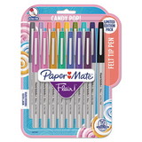 Paper Mate Liquid Paper 2027233 Flair Felt Tip Stick Marker Pen, 0.4mm, Assorted Ink, Gray Barrel, 16/Pack