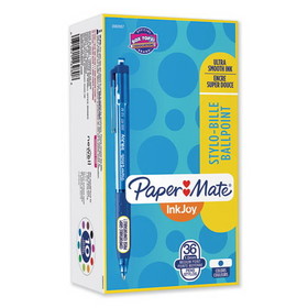 Paper Mate PAP2082957 InkJoy 300 RT Ballpoint Pen, Retractable, Medium 1 mm, Blue Ink, Blue Barrel, 36/Pack