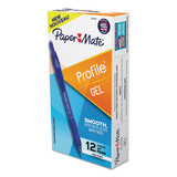 Paper Mate PAP2102130 Profile Gel Pen, Retractable, Fine 0.5 mm, Blue Ink, Translucent Blue Barrel, Dozen