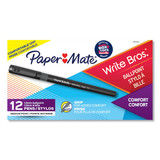 Paper Mate PAP2124509 Write Bros. Grip Ballpoint Pen, Stick, Medium 1 mm, Black Ink, Black Barrel, Dozen