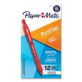 Paper Mate PAP2126543 Profile Gel Pen, Retractable, Fine 0.5 mm, Red Ink, Translucent Red Barrel, Dozen