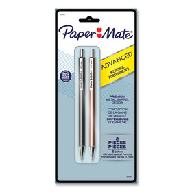 Paper Mate PAP2128209 Advanced Mechanical Pencils, 0.7 mm, HB (#2), Black Lead, Gun Metal Gray; Rose Gold Barrel, 2/Pack