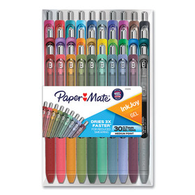 Paper Mate PAP2132015 InkJoy Gel Pen, Retractable, Medium 0.7 mm, Assorted Ink and Barrel Colors, 30/Pack