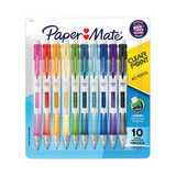 Paper Mate PAP2164121 Clear Point Mechanical Pencil, 0.7 mm, HB (#2), Black Lead, Assorted Barrel Colors, 10/Pack