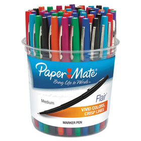 Paper Mate PAP4651 Point Guard Flair Felt Tip Porous Point Pen, Stick, Bold 1.4 mm, Assorted Ink and Barrel Colors, 48/Pack