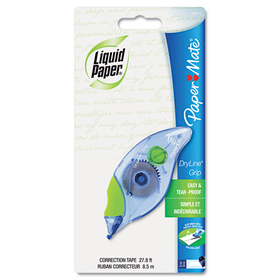 Paper Mate PAP660415 DryLine Grip Correction Tape, Non-Refillable, Gray/Green Applicator, 0.2" x 335"