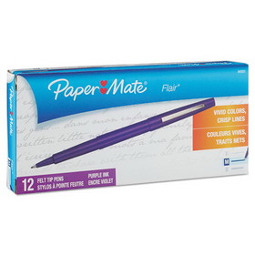 Paper Mate PAP8450152 Point Guard Flair Felt Tip Porous Point Pen, Stick, Medium 0.7 mm, Purple Ink, Purple Barrel, Dozen
