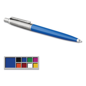 Parker PAR2076052 Jotter Ballpoint Pen, Retractable, Medium 0.7 mm, Blue Ink, Royal Blue/Chrome Barrel