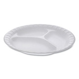 Pactiv PCT0TH10011 Unlaminated Foam Dinnerware, 3-Compartment Plate, 9