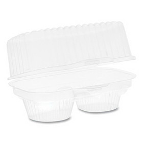 Pactiv Evergreen PCT2002 ClearView Bakery Cupcake Container, 2-Compartment, 6.75 x 4 x 4, Clear, Plastic, 100/Carton