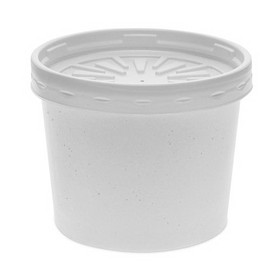 Pactiv Evergreen PCTD12RBLD Paper Round Food Container and Lid Combo, 12 oz, 3.75" Diameter x 3h", White, 250/Carton