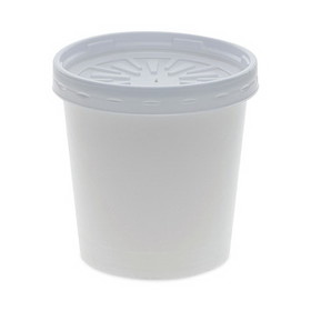 Pactiv Evergreen PCTD16RBLD Paper Round Food Container and Lid Combo, 16 oz, 3.75" Diameter x 3.88h", White, 250/Carton