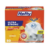 Hefty PCTE88354CT Ultra Strong Scented Tall Kitchen Bags, Drawstring, 13 gal, Citrus Twist, 23.75