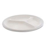 Pactiv PCTMC500440002 EarthChoice Compostable Fiber-Blend Bagasse Dinnerware, 3-Compartment Plate, 10