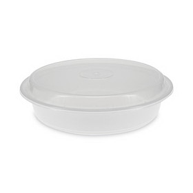 Pactiv Evergreen PCTNC948 Newspring VERSAtainer Microwavable Containers, 48 oz, 9 x 9 x 2.38, White/Clear, Plastic, 150/Carton
