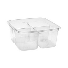 Pactiv Evergreen PCTY6S324C EarthChoice Square Recycled Bowl,4-Compartment, 32 oz, 6.13 x 6.13 x 2.61, Clear, Plastic, 360/Carton