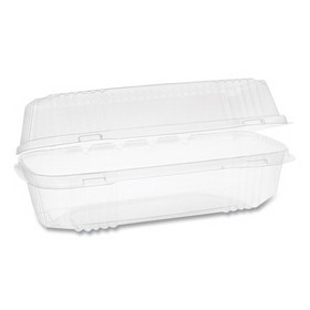 Pactiv Evergreen PCTYCI81049 ClearView SmartLock Hinged Lid Container, Hoagie Container, 27 oz, 9.25 x 4.5 x 3, Clear, Plastic, 250/Carton