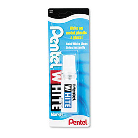 Pentel PEN100W White Permanent Marker, Broad Bullet Tip, White
