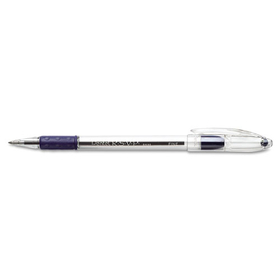 Pentel PENBK90C R.S.V.P. Ballpoint Pen, Stick, Fine 0.7 mm, Blue Ink, Clear/Blue Barrel, Dozen